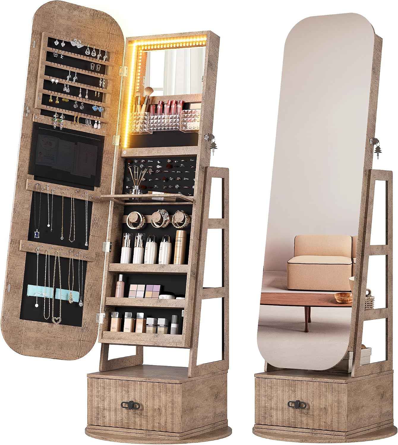 360 Swivel Jewelry Armoire Org - Full Length Mirror Jewelry Armoire recension och pris