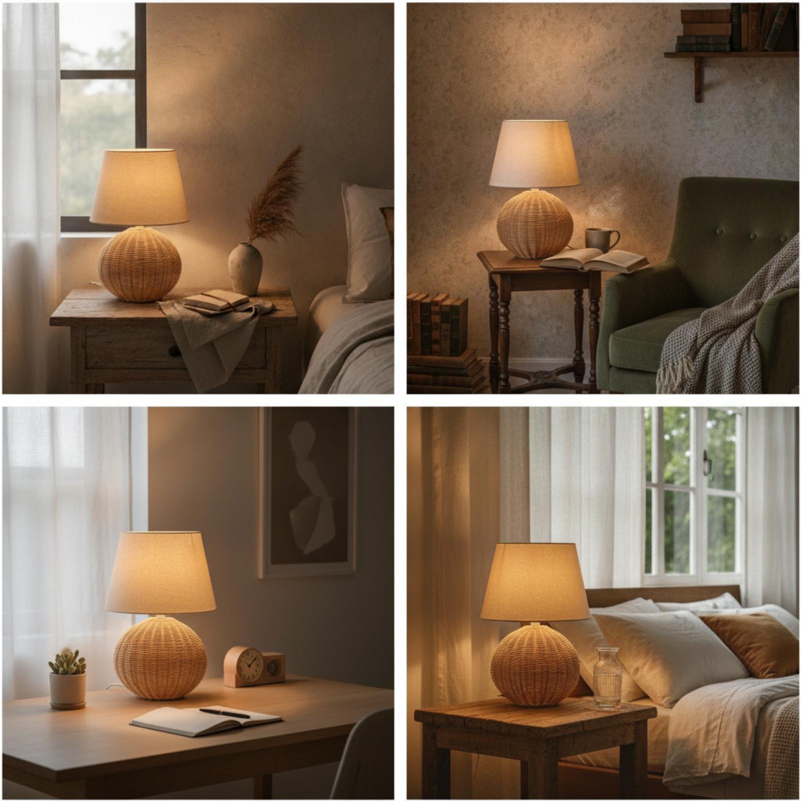 Bedside Lamp Rattan Base Fabri - Bedroom Furniture recension och pris