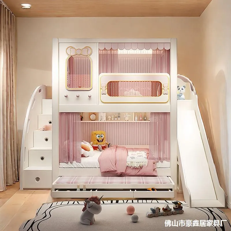 Solid  High and Low Two Layer  - Bunk Bed With Stairs And Slide recension och pris