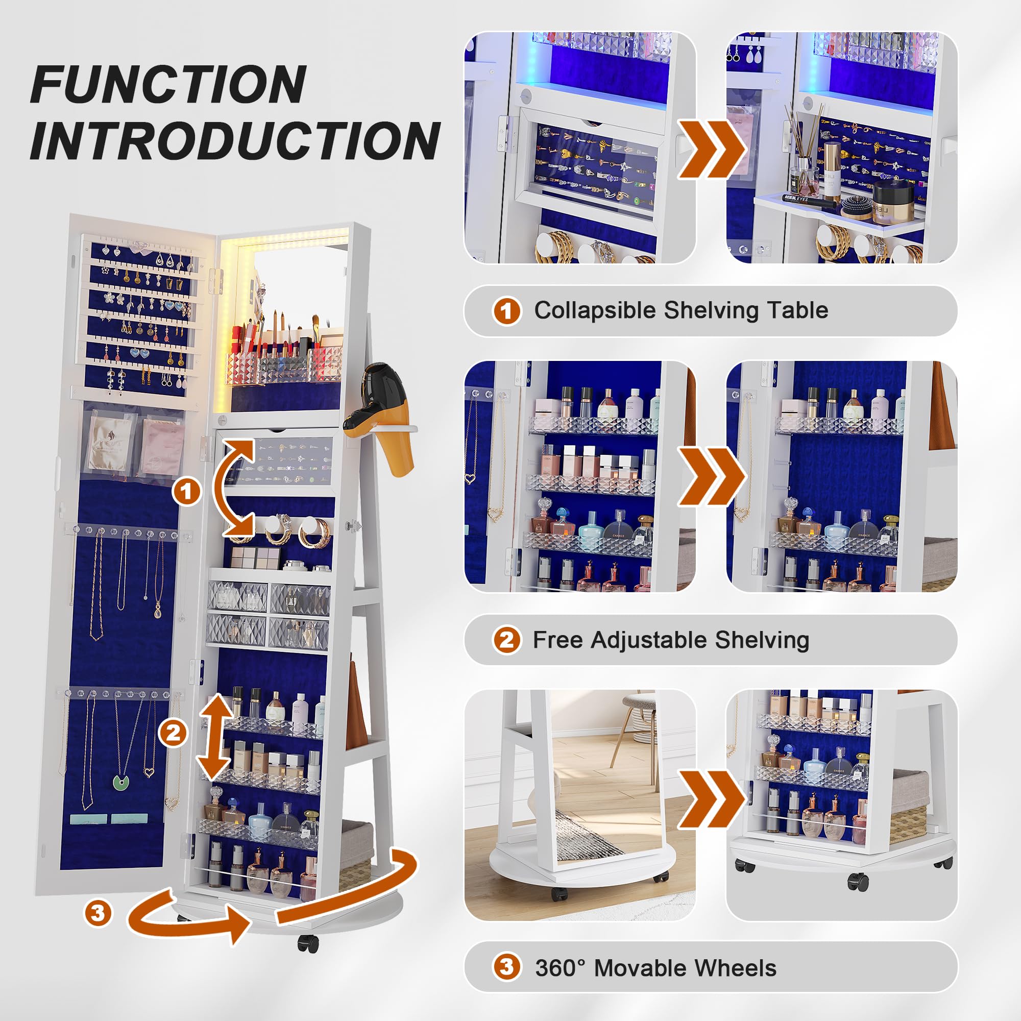 360° Swivel Jewelry Armoire wi - Full Length Mirror Jewelry Armoire recension och pris