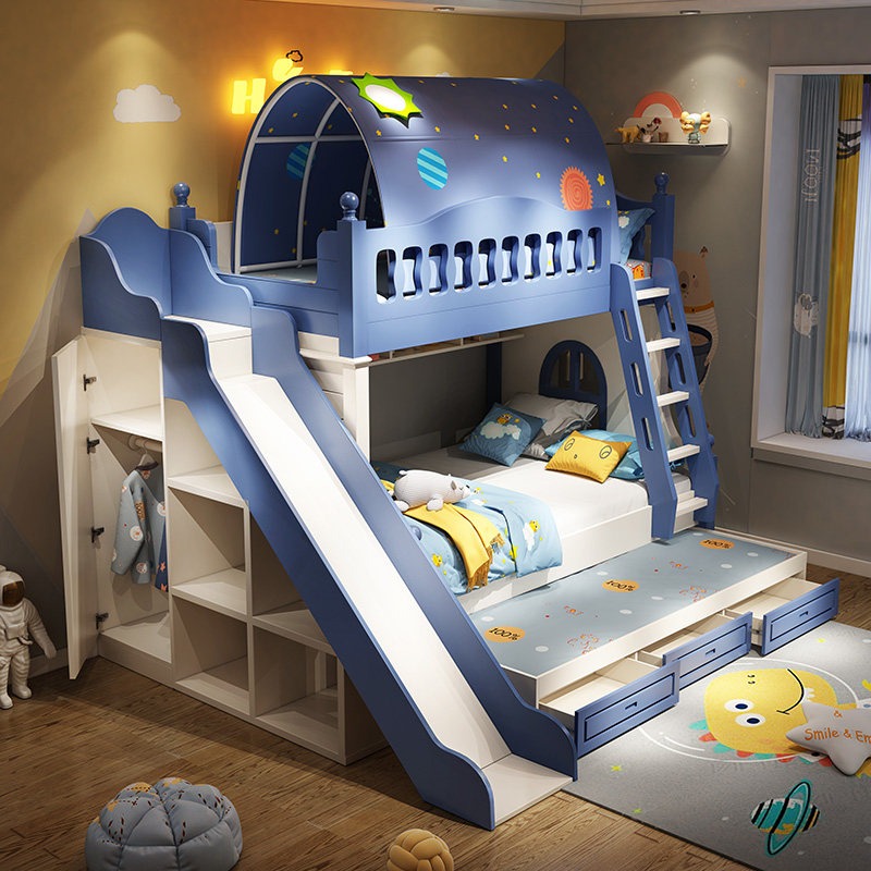 Children's Bed Up and Down Bed - Bunk Bed With Stairs And Slide recension och pris
