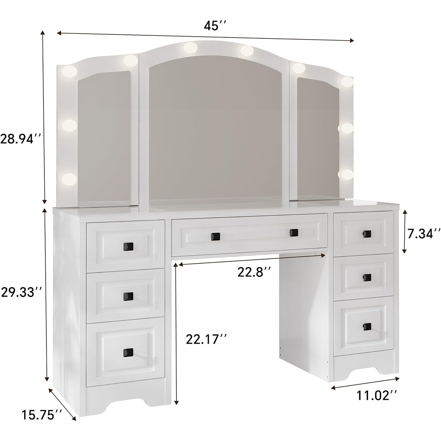 Lighted Vanity Desk, Tri-Fold  - Dressing Table Vanity With Lighted Mirror recension och pris