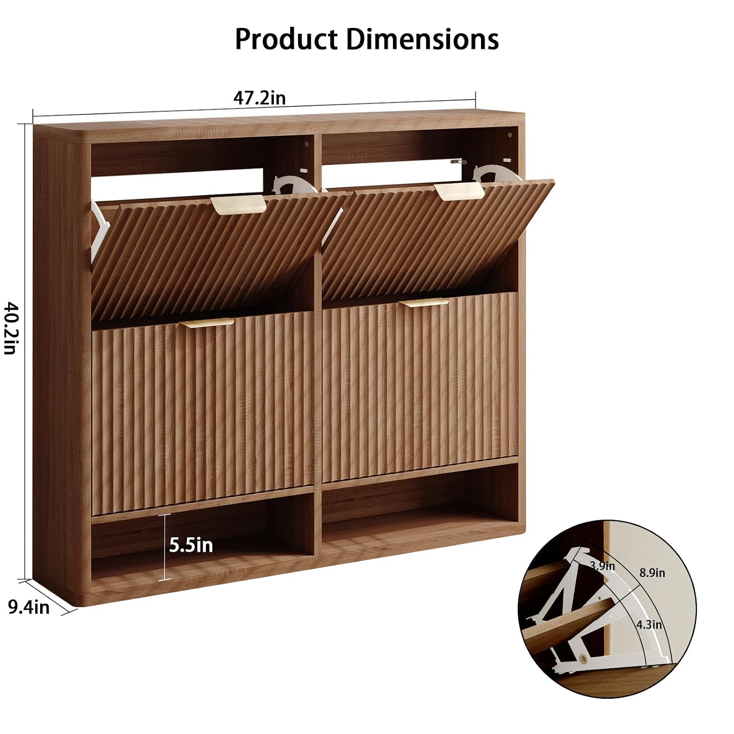 Fluted Shoe Cabinet with 4 Fli - Shoe Rack Cabinet Narrow Entryway recension och pris